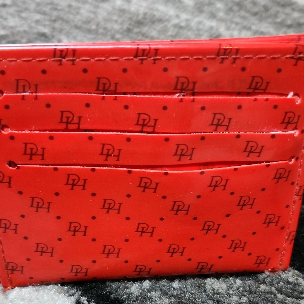 RED SILM COMPACT "DH" MONOGRAM CARD WALLET